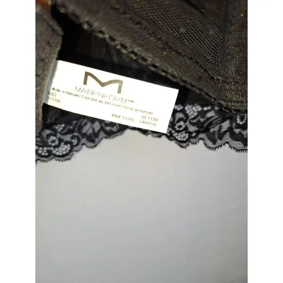 Maidenform Self Expressions Bra Size 38D Wireless Black Lightly Lined 011795 - Picture 3 of 3